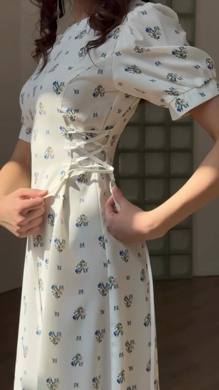Casual & Brunch Wear Chic White Floral Midi Dress for Women
