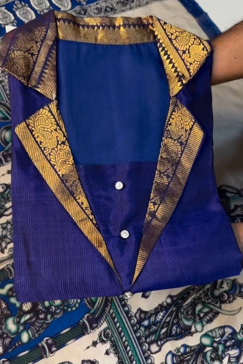 Royal Blue Kurti and Kalamkari Design Dupatta set