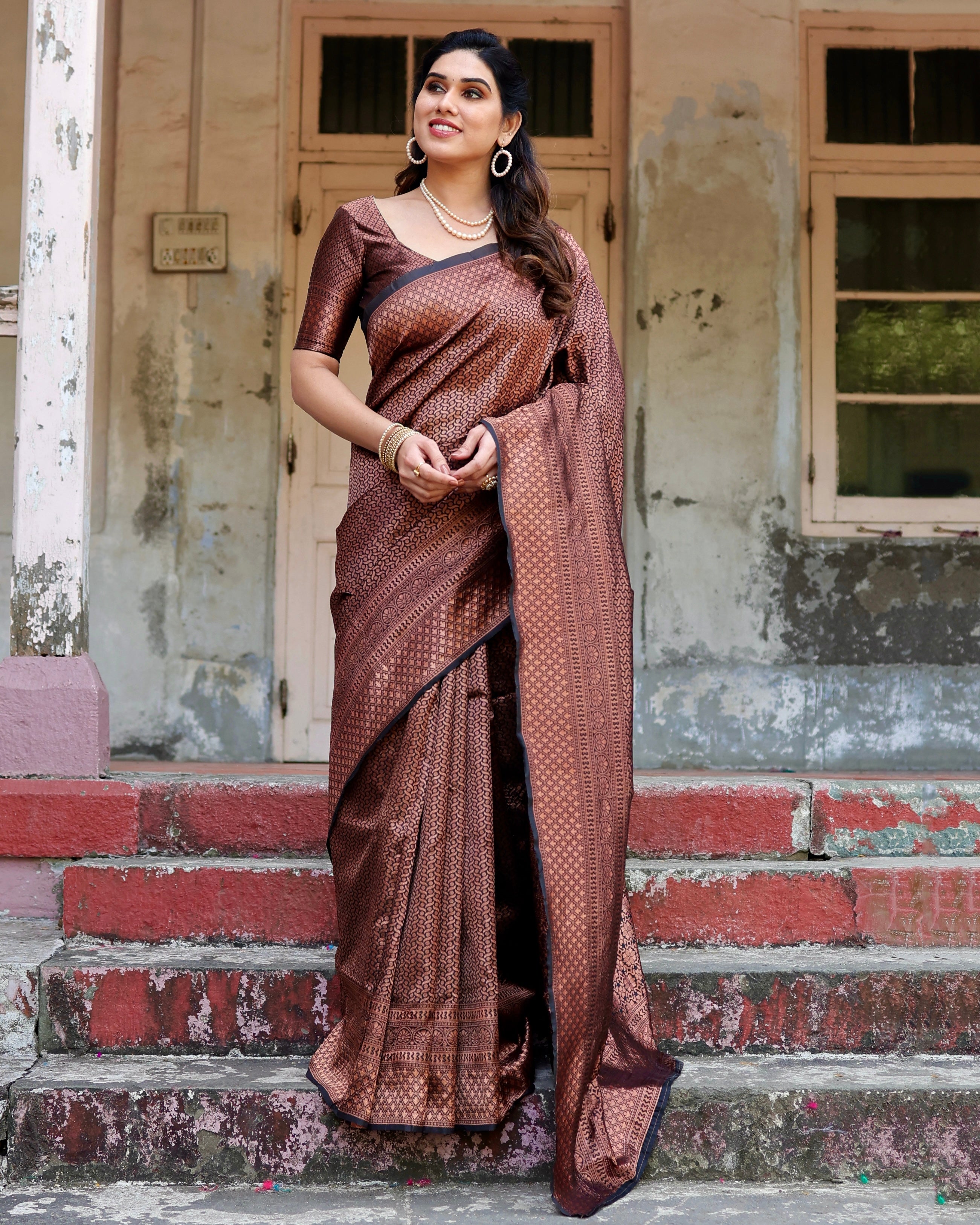 Sareely Black Pure Banarasi Weaved Saree With Zari Comes With Heavy Banarasi Brocade Blouse