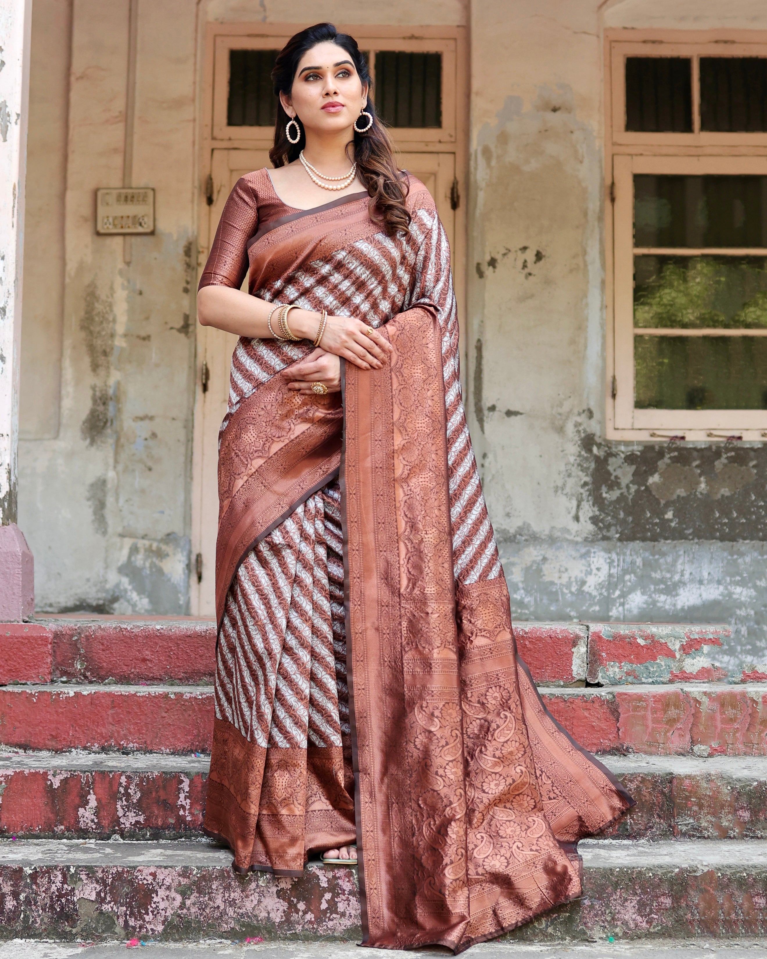 Sareely Multicolor Pure Banarasi Silk Saree Weaved With Zari Comes With Heavy Banarasi Blouse