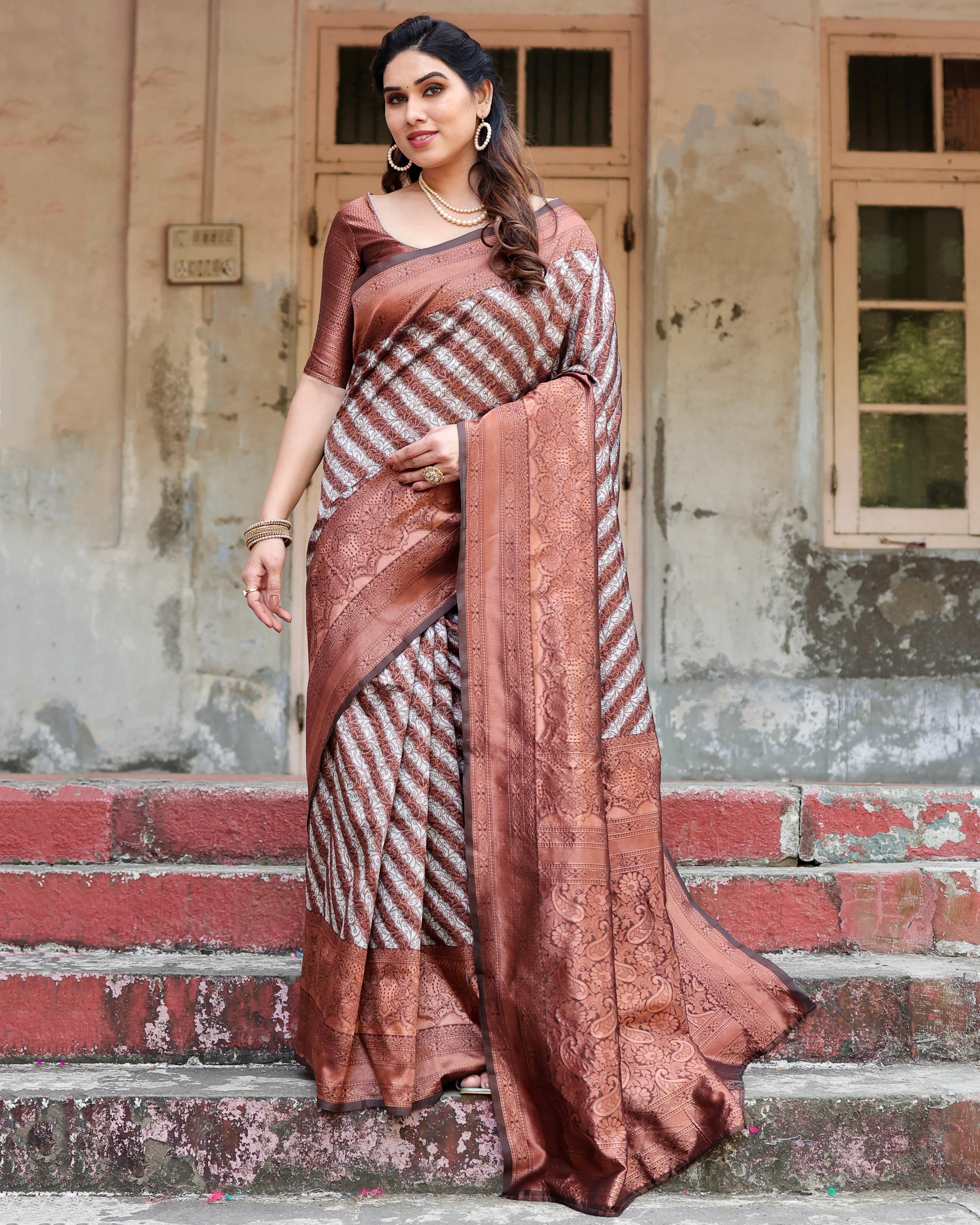 Sareely Multicolor Pure Banarasi Silk Saree Weaved With Zari Comes With Heavy Banarasi Blouse