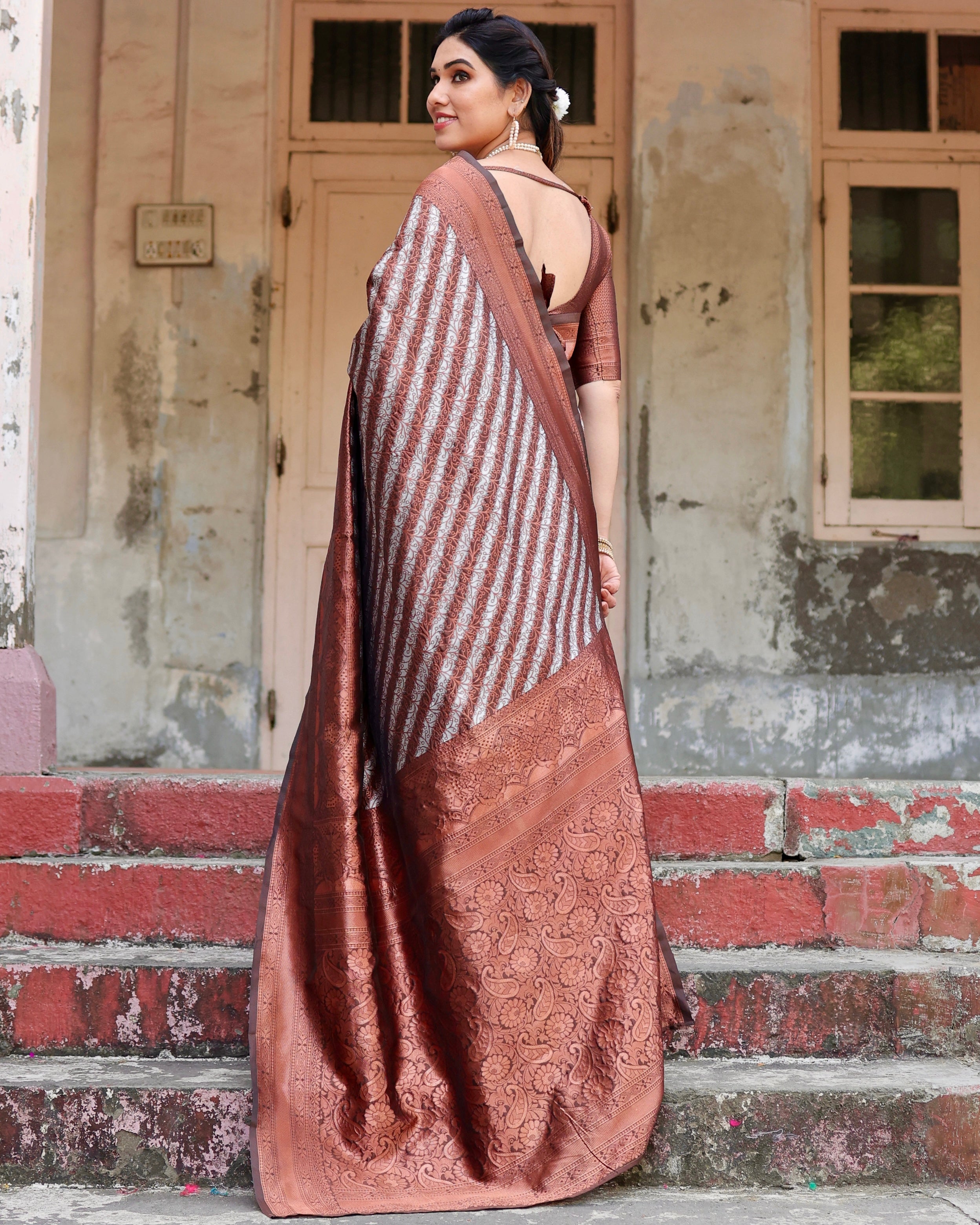 Sareely Multicolor Pure Banarasi Silk Saree Weaved With Zari Comes With Heavy Banarasi Blouse