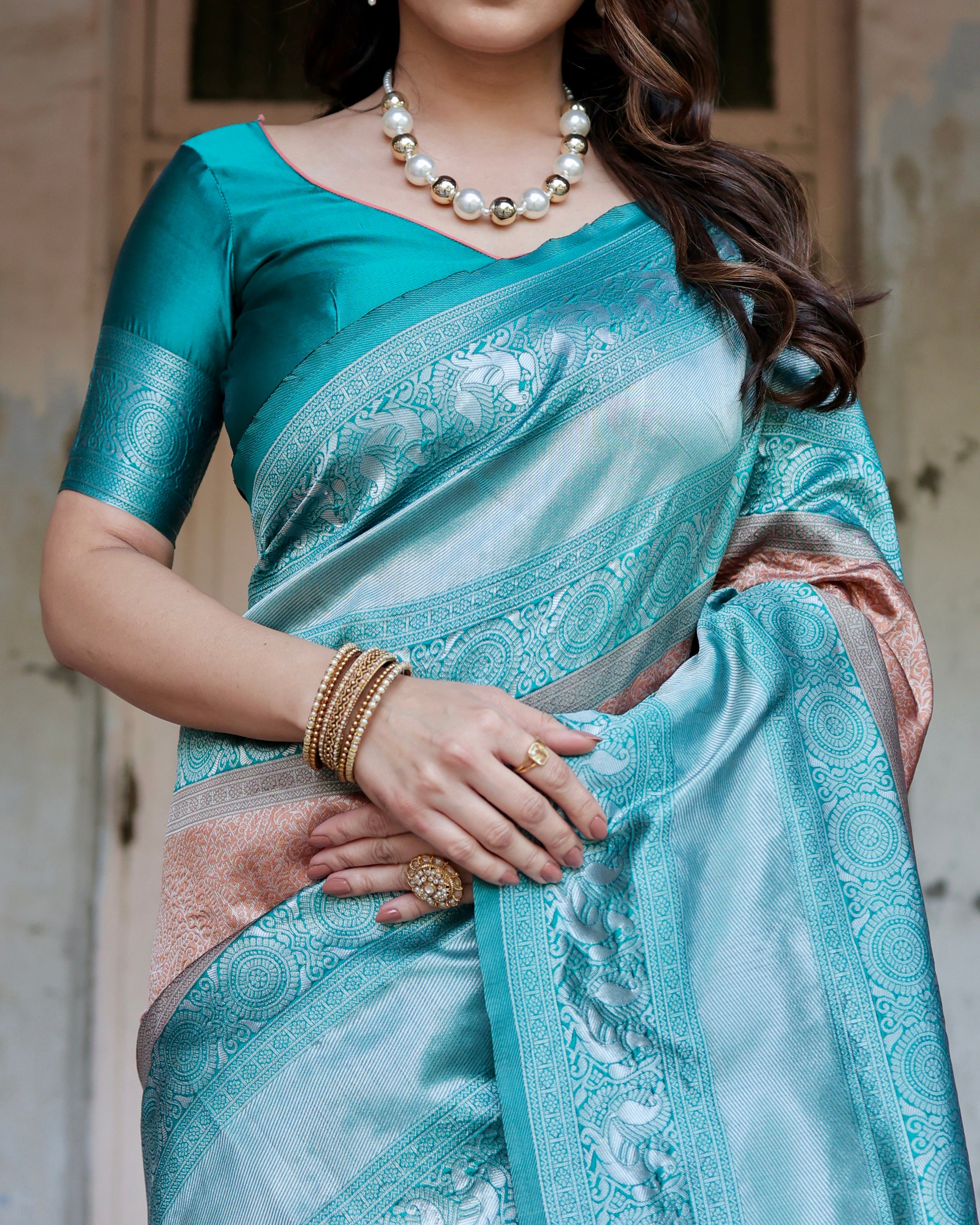 Sareely Pure Silk Saree Weaved With Zari Comes With Heavy Banarasi Brocade Blouse