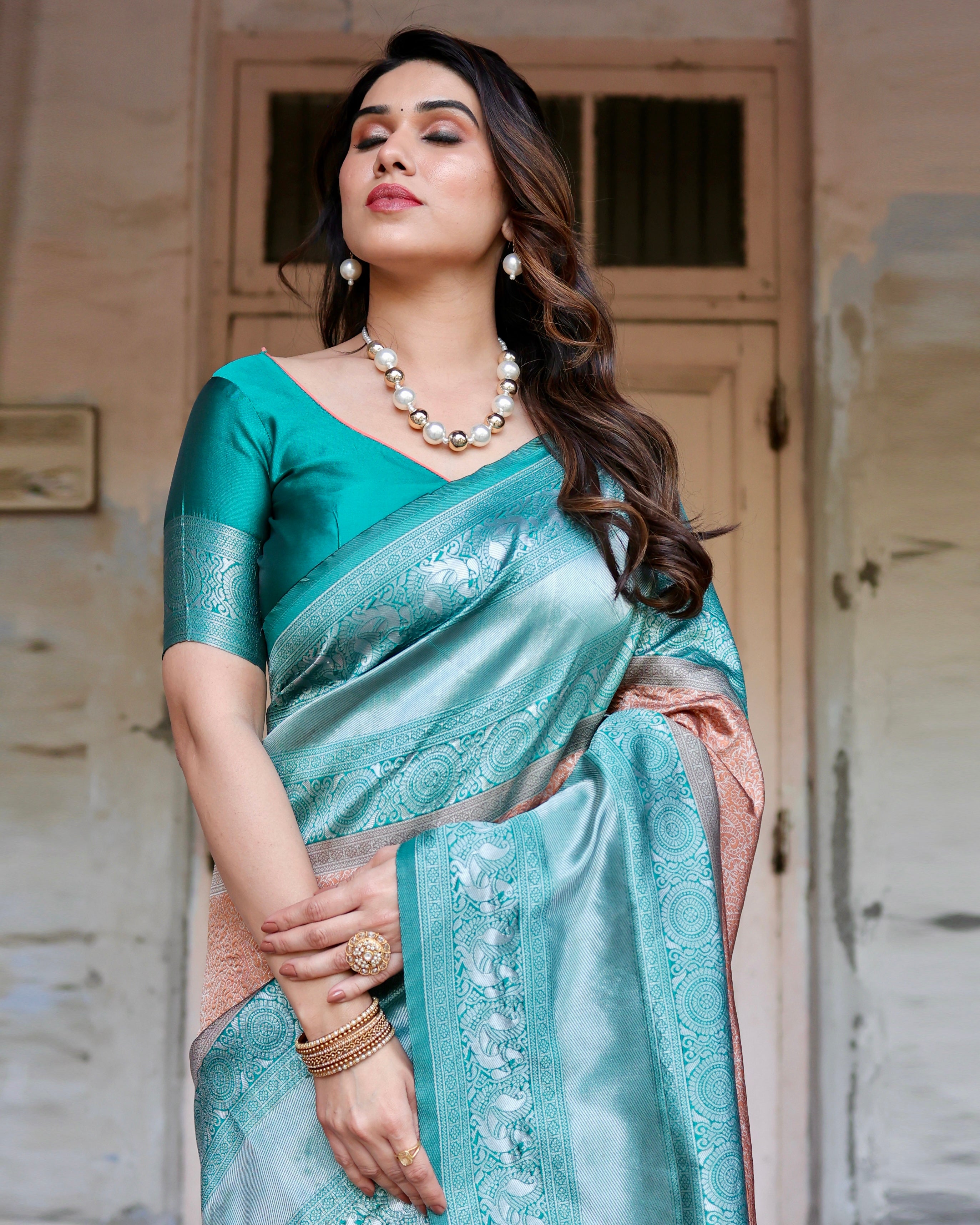 Sareely Pure Silk Saree Weaved With Zari Comes With Heavy Banarasi Brocade Blouse