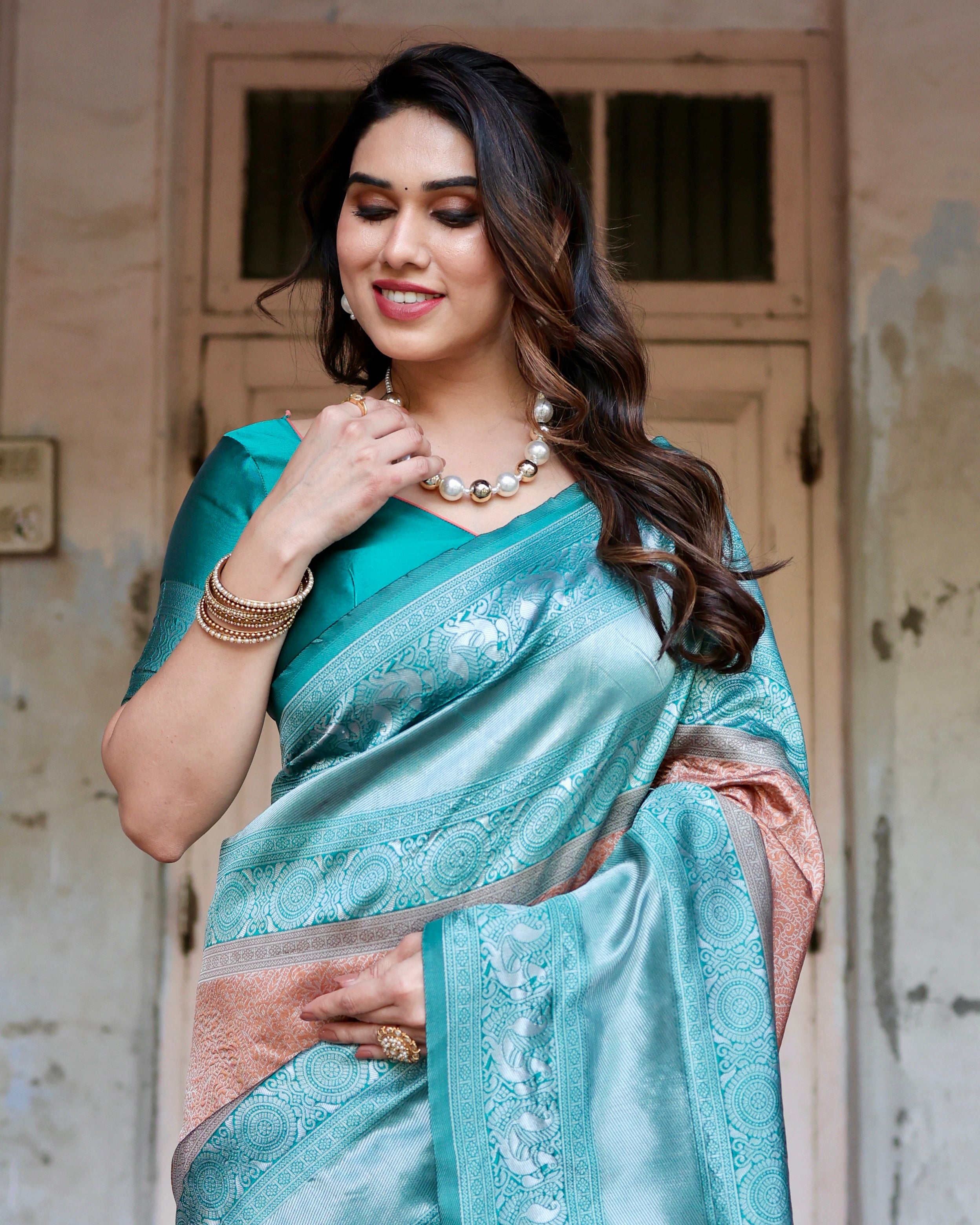 Sareely Pure Silk Saree Weaved With Zari Comes With Heavy Banarasi Brocade Blouse