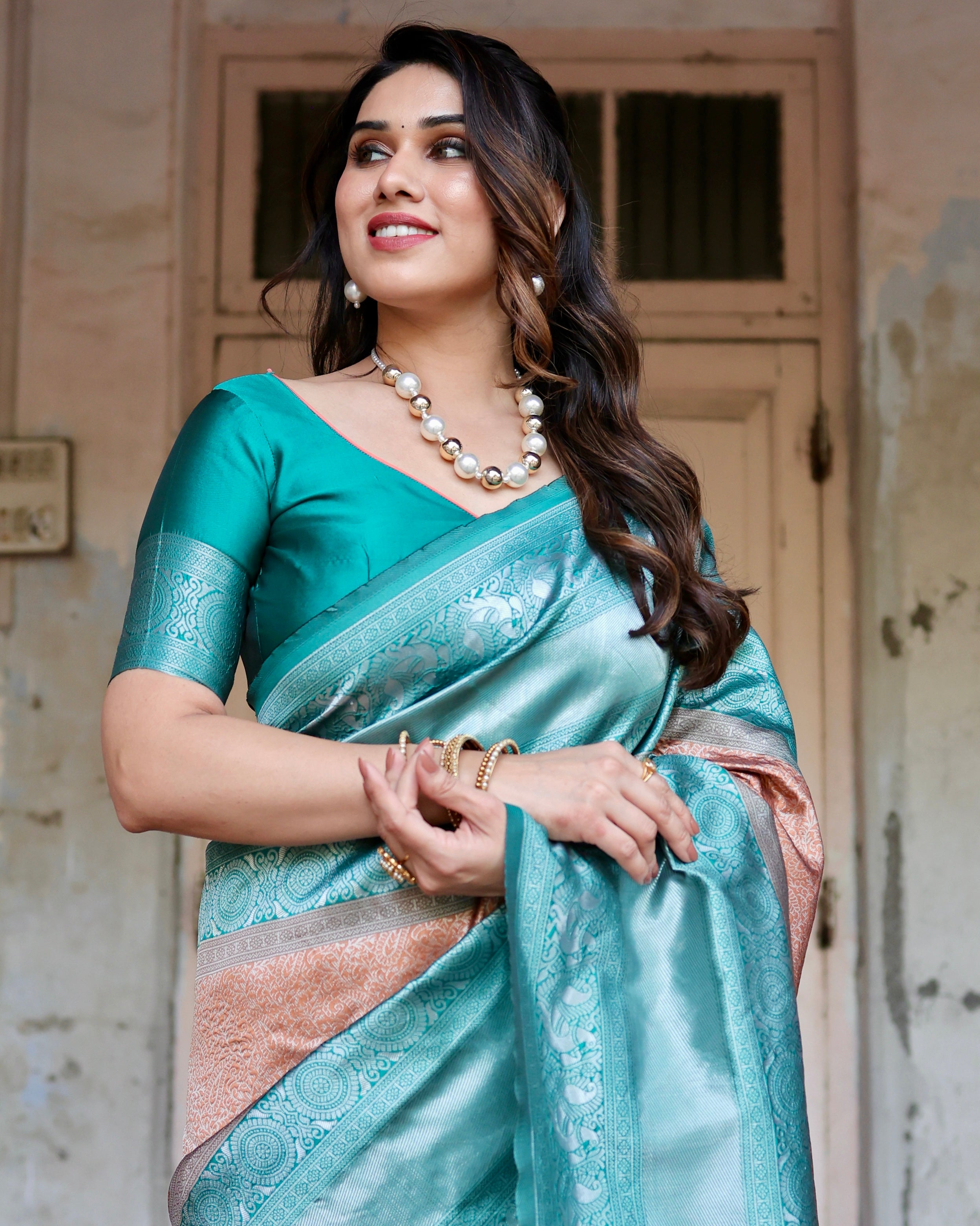 Sareely Pure Silk Saree Weaved With Zari Comes With Heavy Banarasi Brocade Blouse