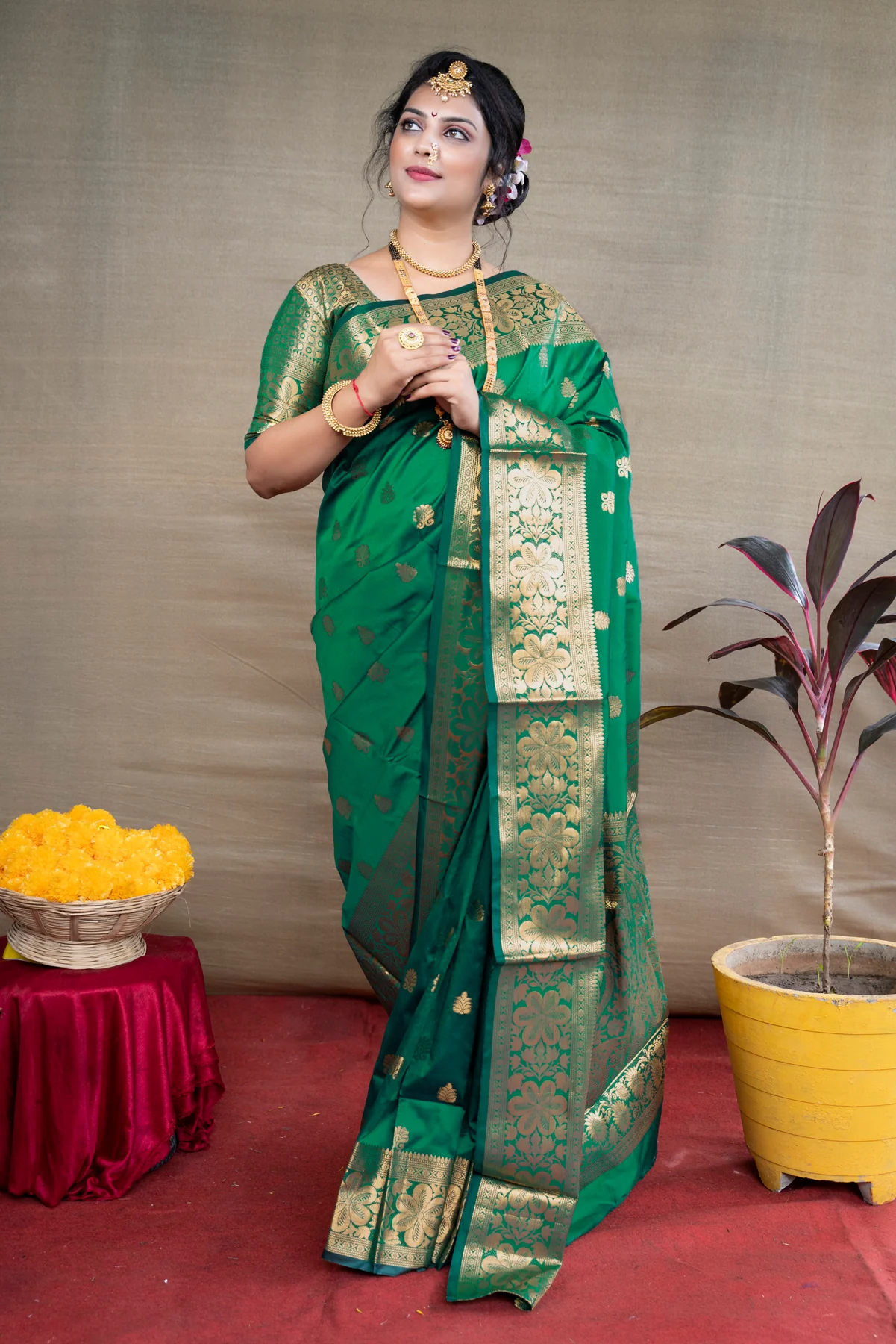 Sareely Light Green Banarasi Silk Saree With Blouse - Sareelystore