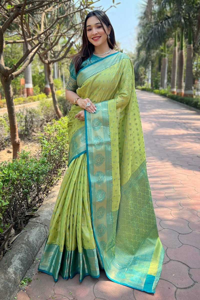 Green Kanchipuram Pattu Traditional Zari Woven Saree