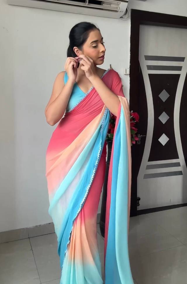 Gracious 1-Minute Ready To Wear Multicolour Georgette Saree