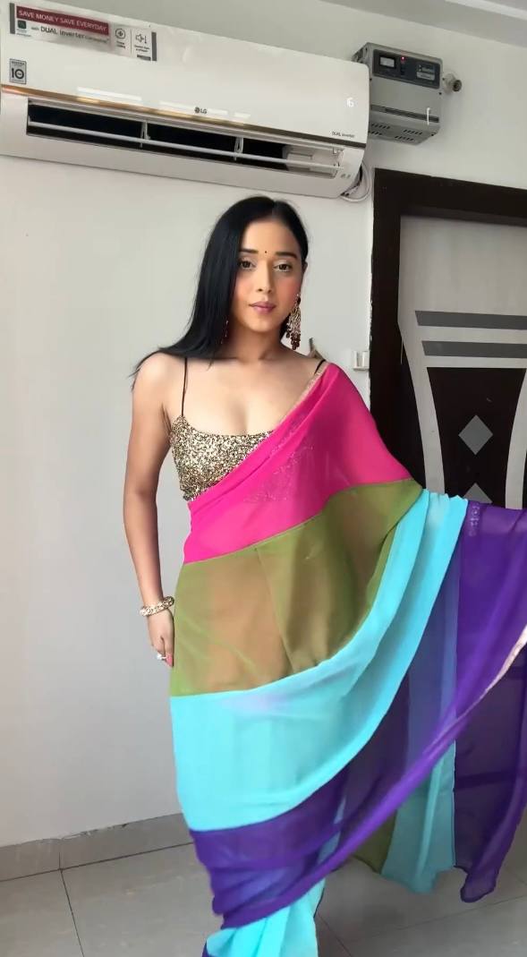 1-Minute Ready To Wear Multicolour Georgette Saree