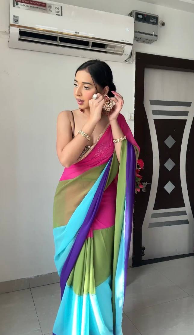 Gracious 1-Minute Ready To Wear Multicolour Georgette Saree