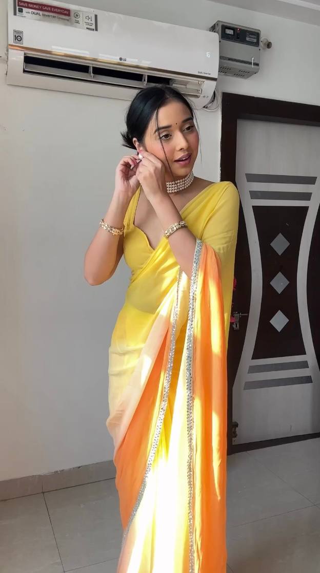 Gracious 1-Minute Ready To Wear Yellow Georgette Saree