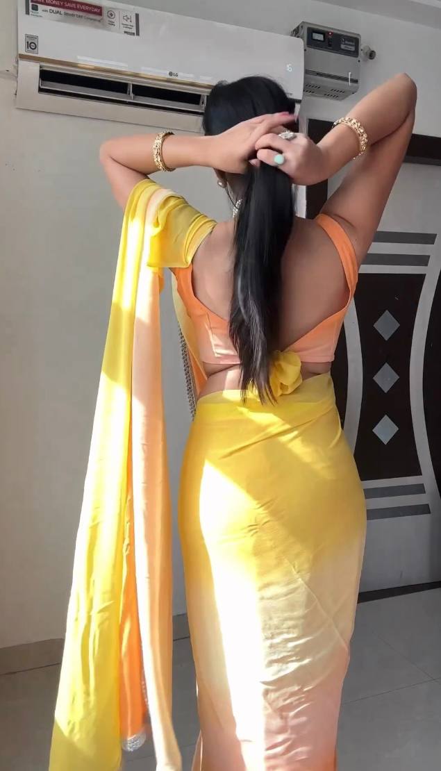 Gracious 1-Minute Ready To Wear Yellow Georgette Saree