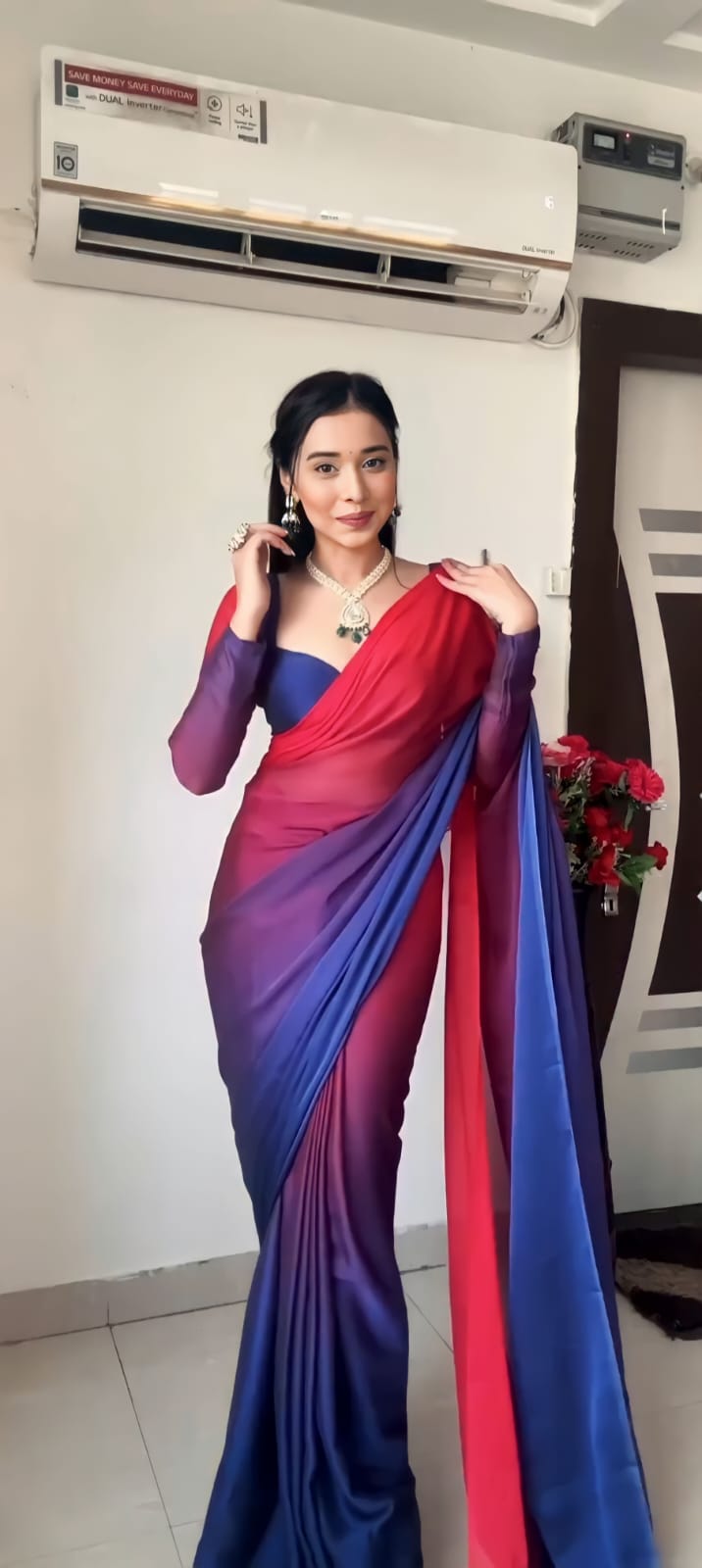 Graceful 1-Minute Ready To Wear Multicolour Georgette Saree