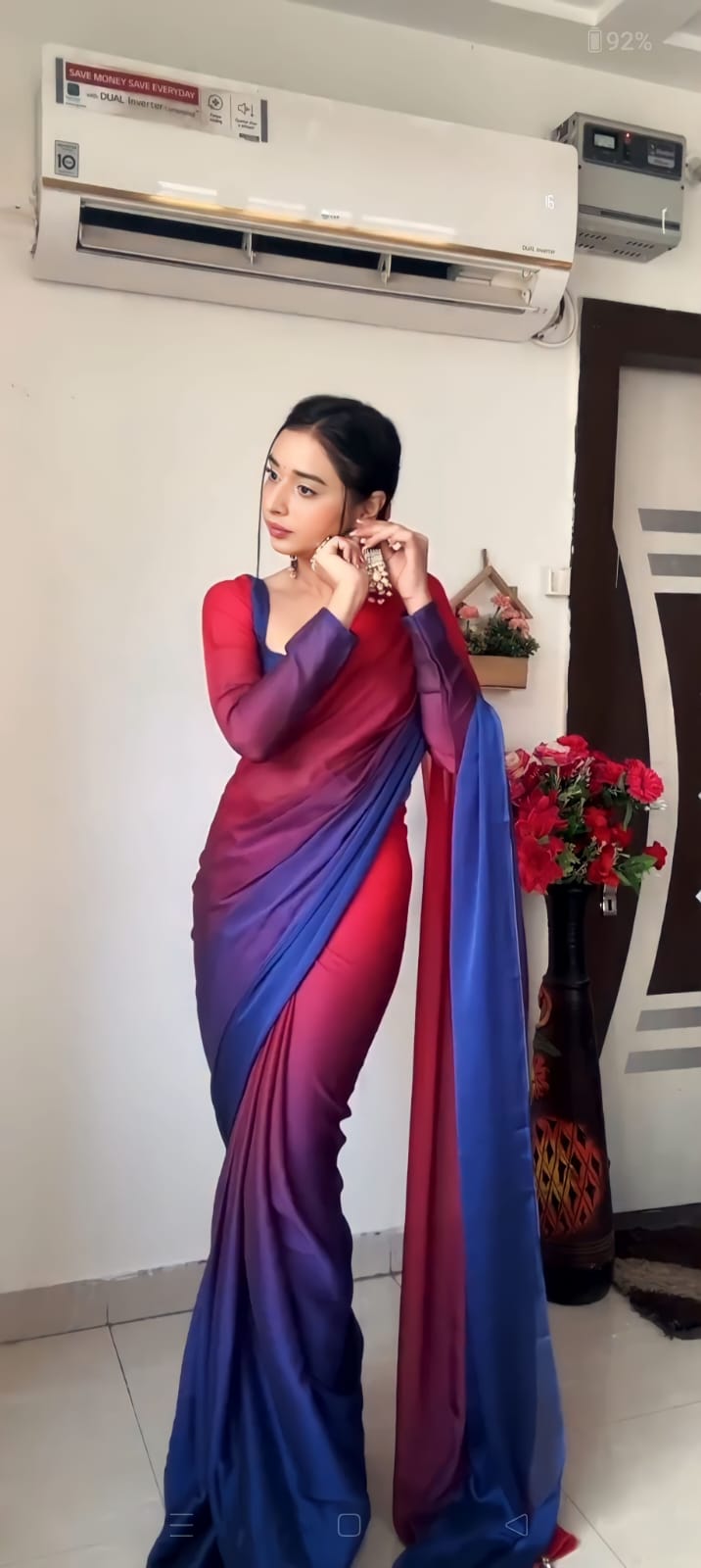 Graceful 1-Minute Ready To Wear Multicolour Georgette Saree