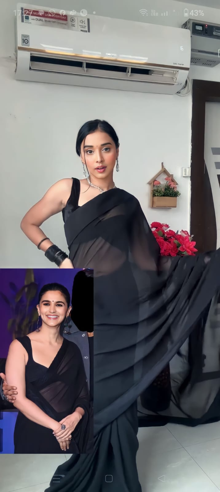 Fascinating 1-Minute Ready To Wear Black Georgette Saree