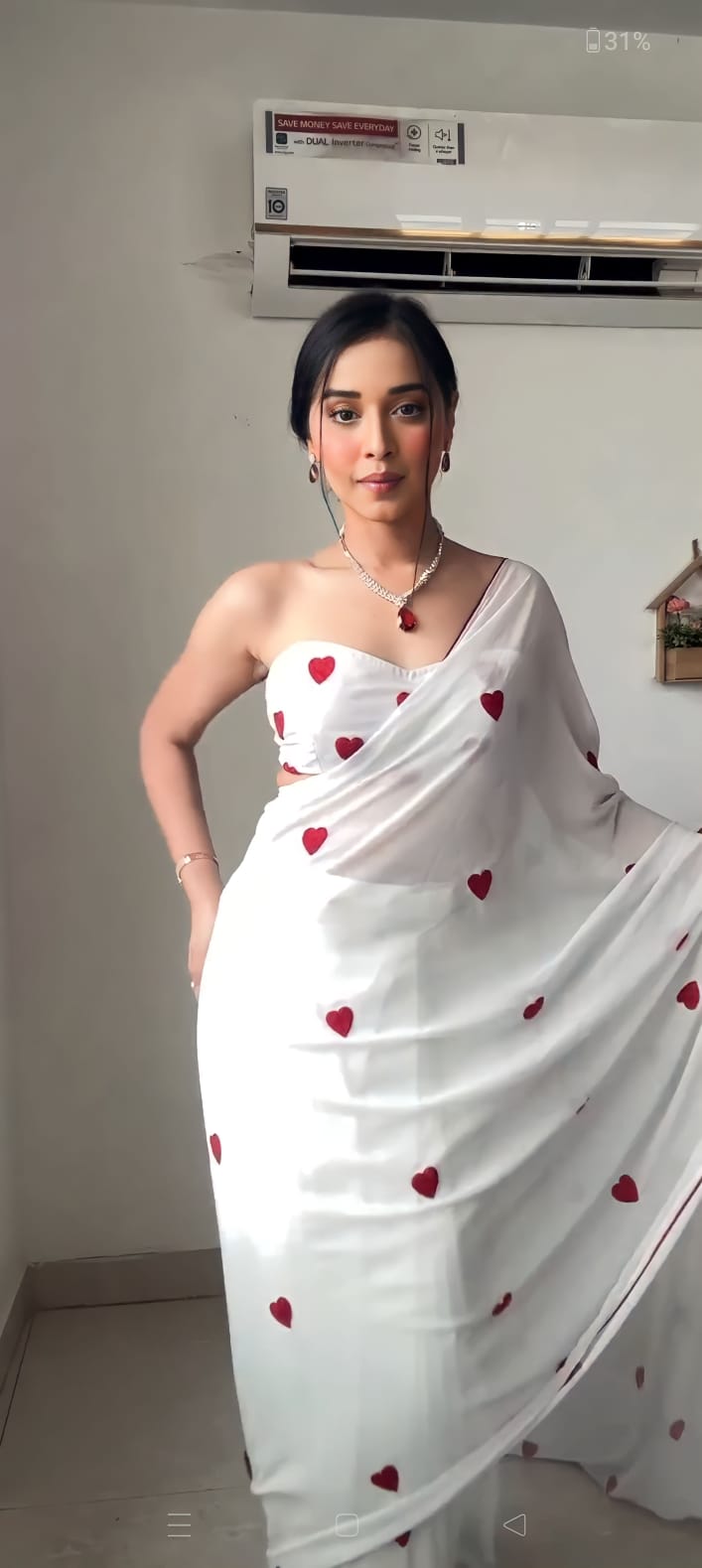 Sumptuous 1-Minute Ready To Wear White Georgette Saree