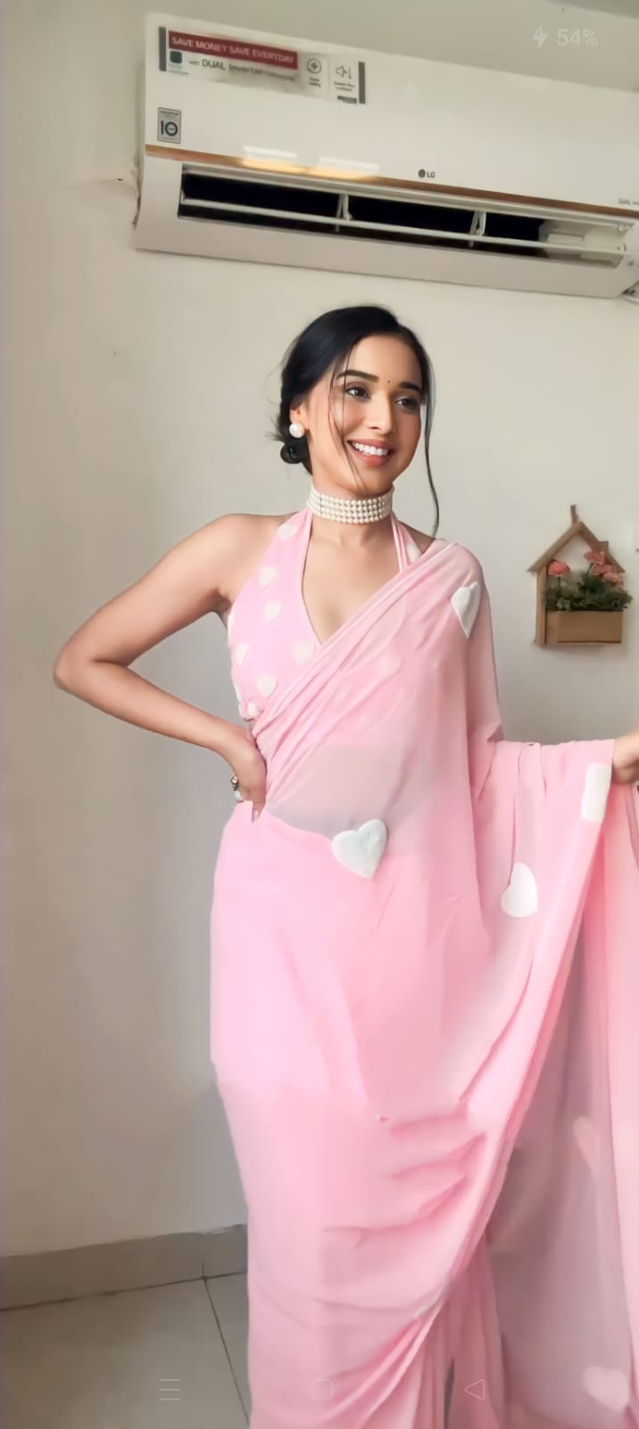 Fascinating 1-Minute Ready To Wear Pink Georgette Saree