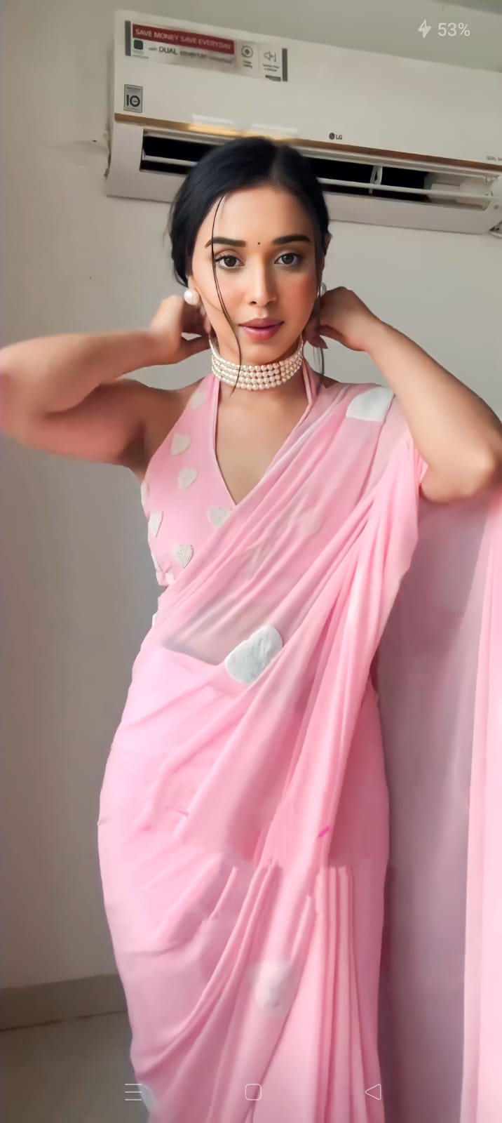 Fascinating 1-Minute Ready To Wear Pink Georgette Saree