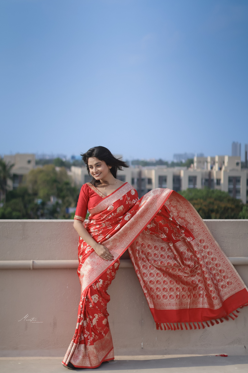 Premium Dolla Silk Cotton Saree with Artistic Floral & Minakari Accents