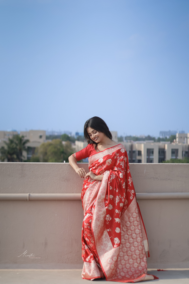 Premium Dolla Silk Cotton Saree with Artistic Floral & Minakari Accents