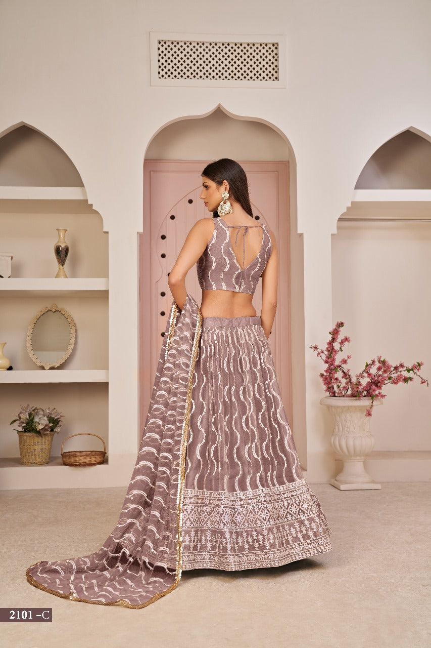 Sareely Pink Heavy Embroidered Wedding Lehenga Choli