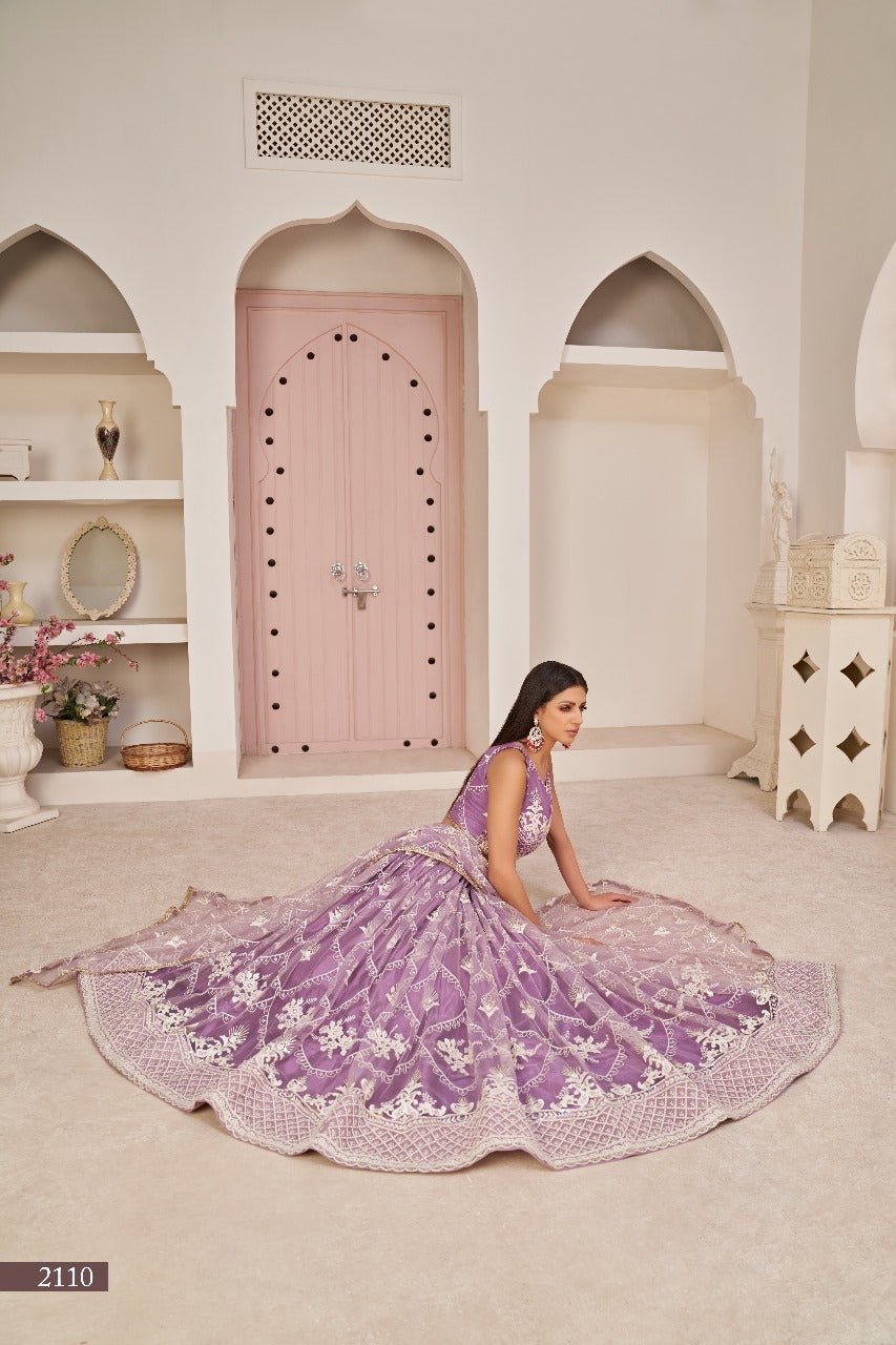 Sareely Women Lilac Net Sequins Lehenga Choli