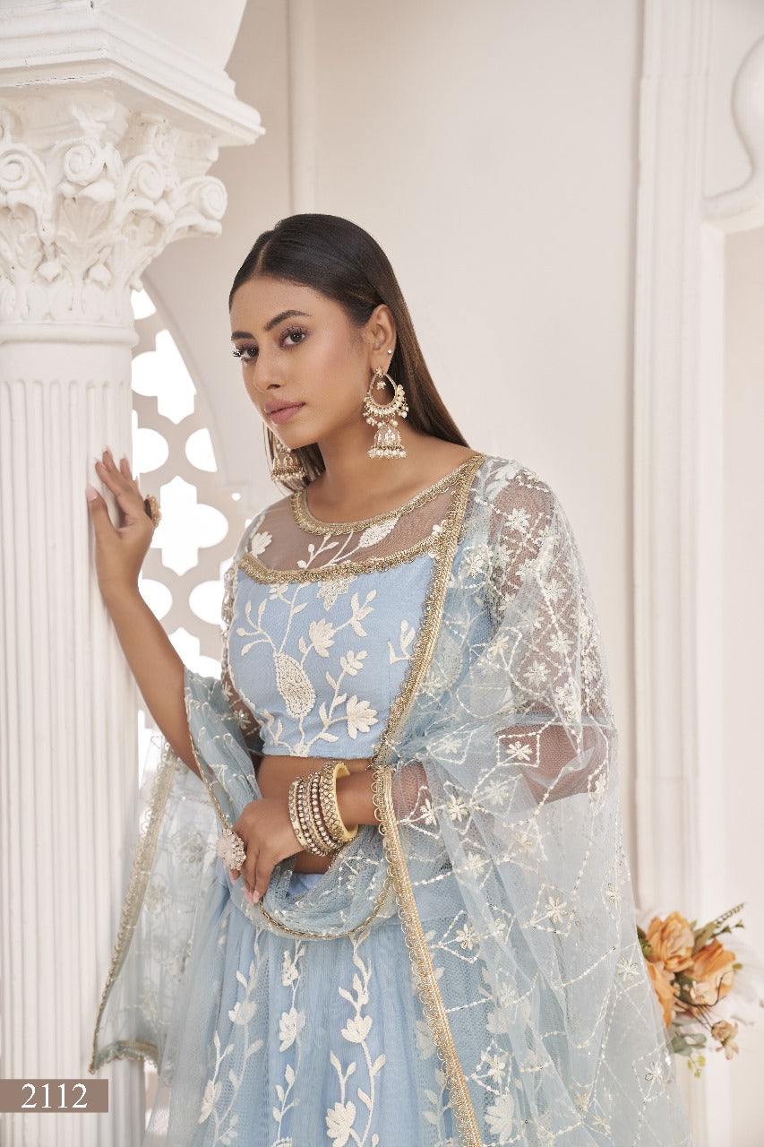 Sareely Women SkyBlue Embellished Lehenga Choli Set With Dupatta