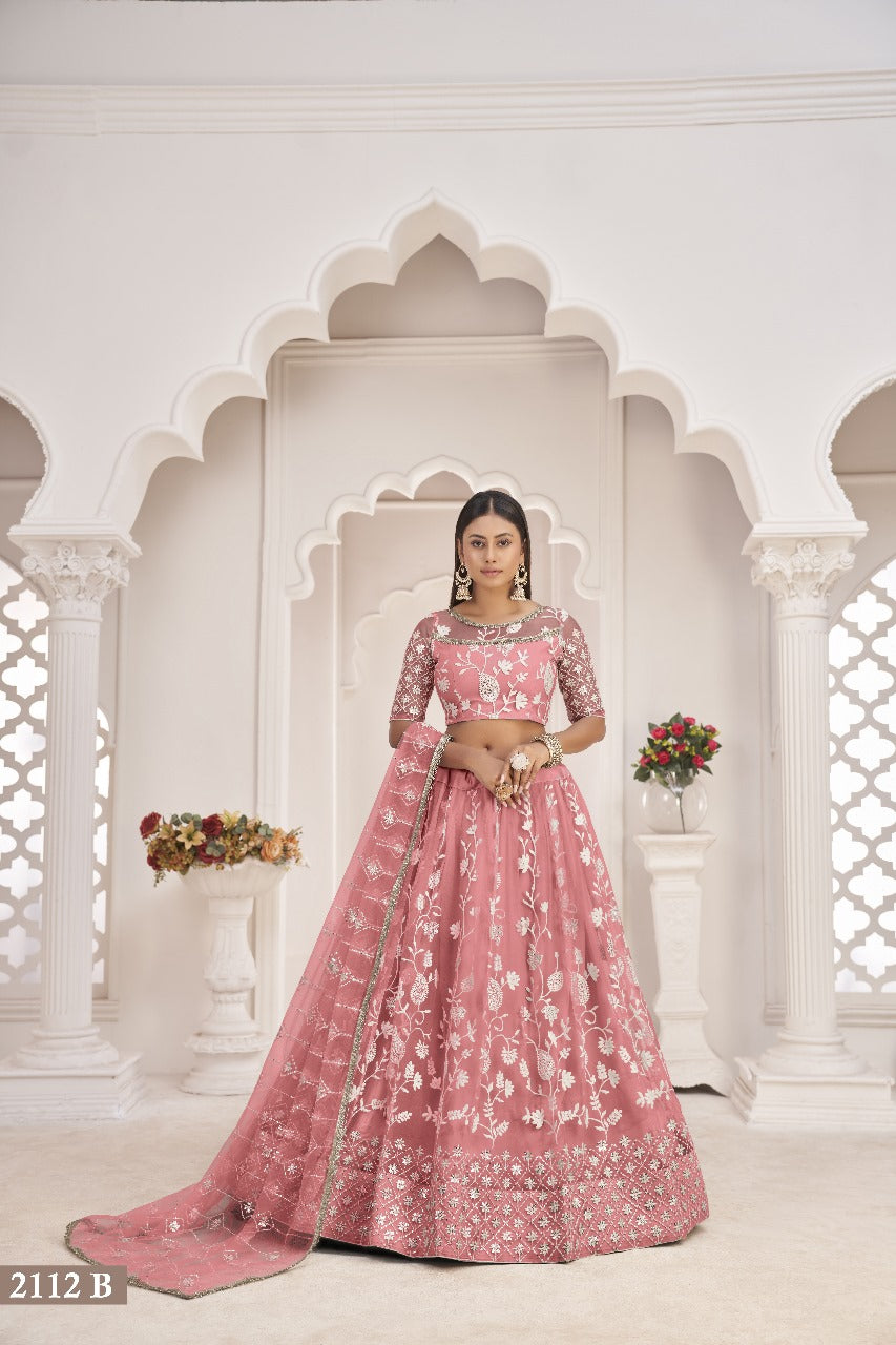 Sareely Women Peach Embellished Lehenga Choli Set With Dupatta