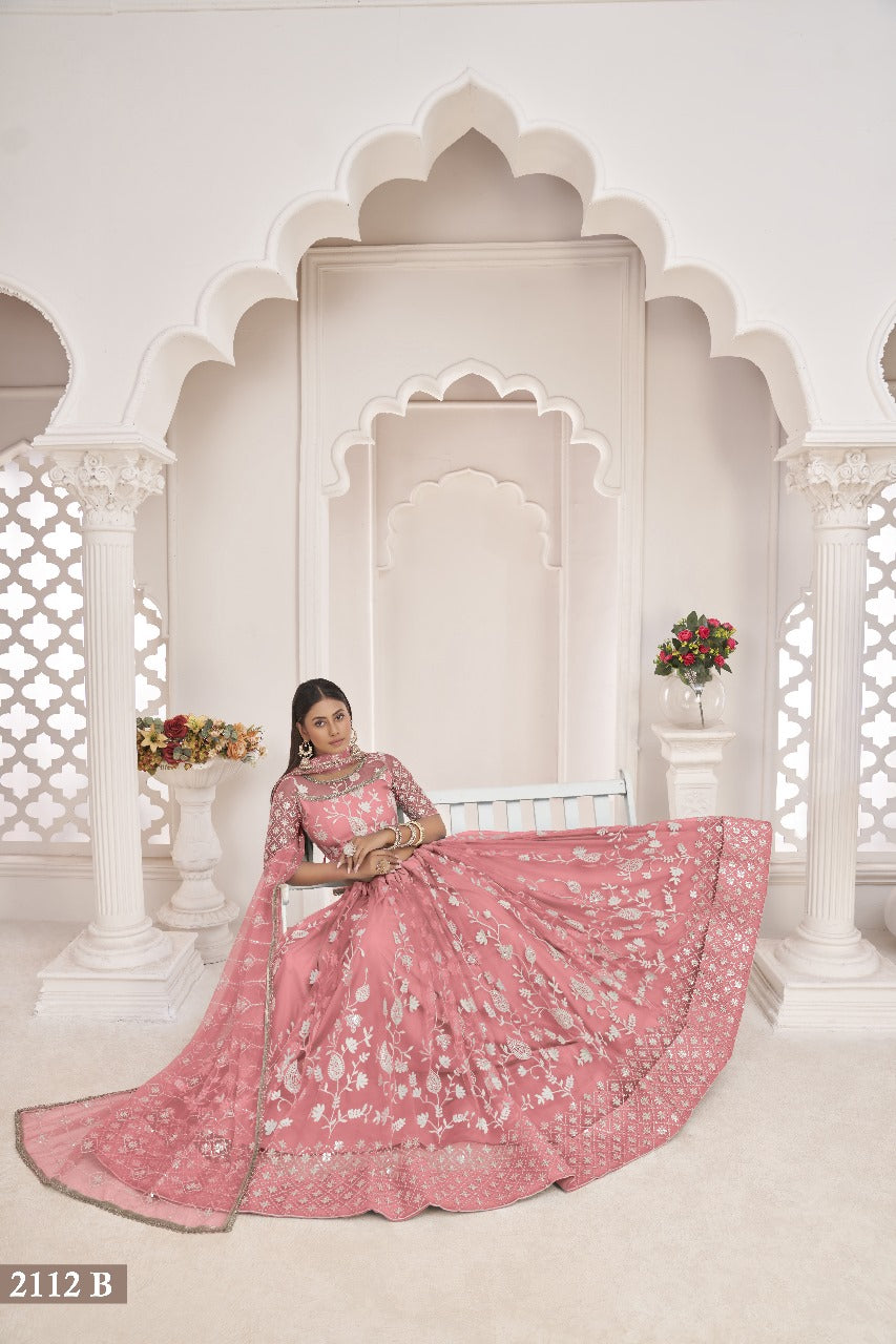 Sareely Women Peach Embellished Lehenga Choli Set With Dupatta