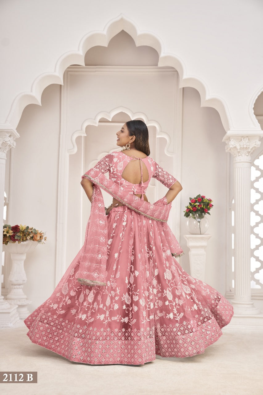 Sareely Women Peach Embellished Lehenga Choli Set With Dupatta