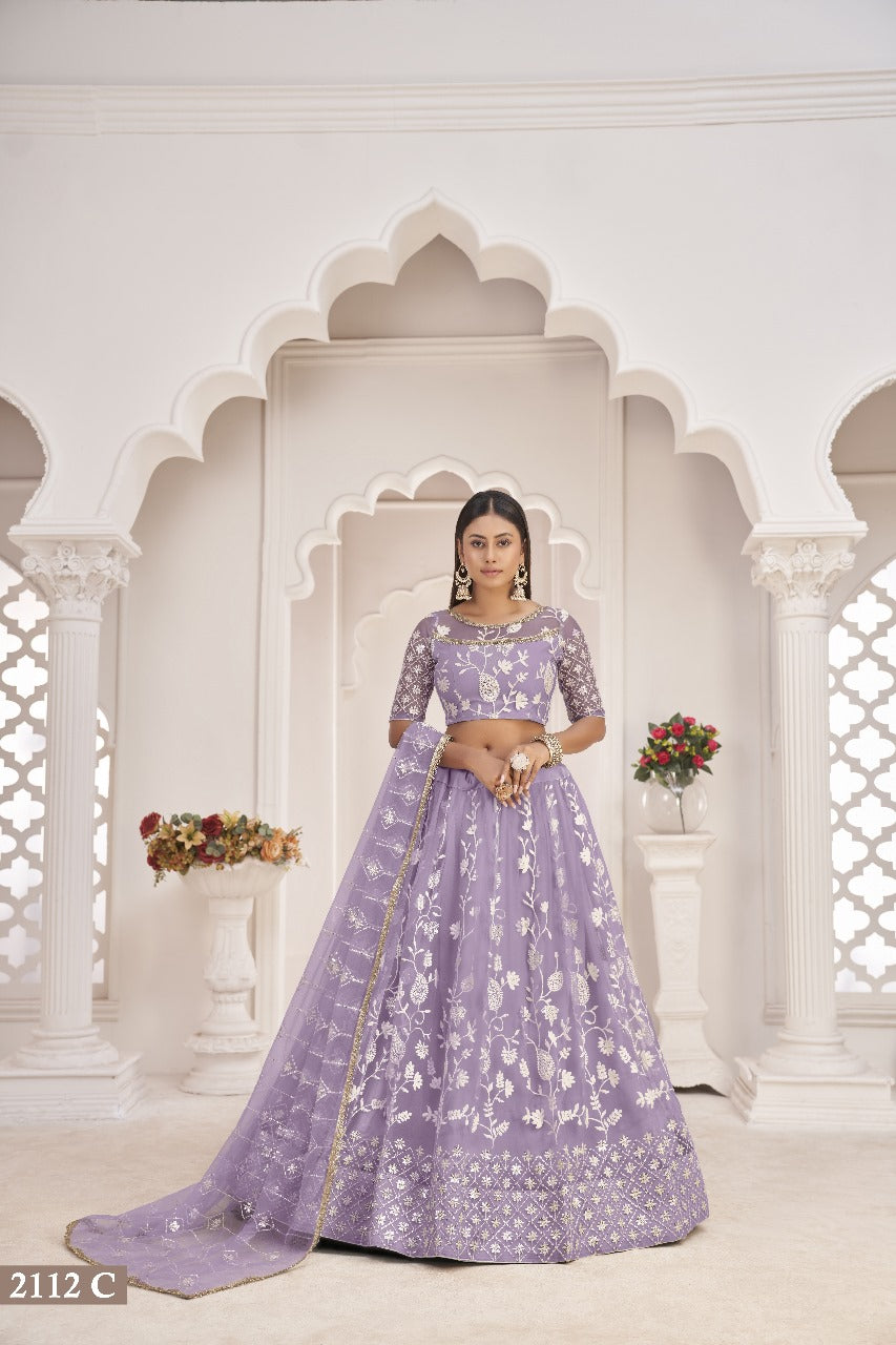 Sareely Women Lavender Embellished Lehenga Choli Set With Dupatta