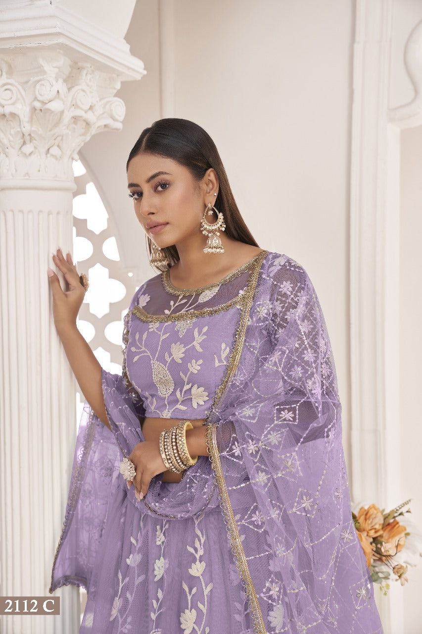 Sareely Women Lavender Embellished Lehenga Choli Set With Dupatta