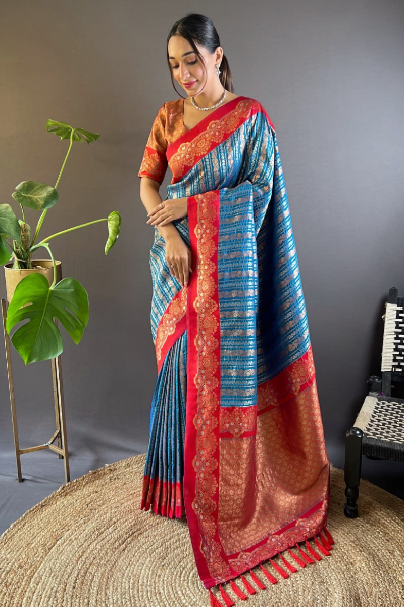 Soft silk Paithani sarees in dark blue with peacock jaal