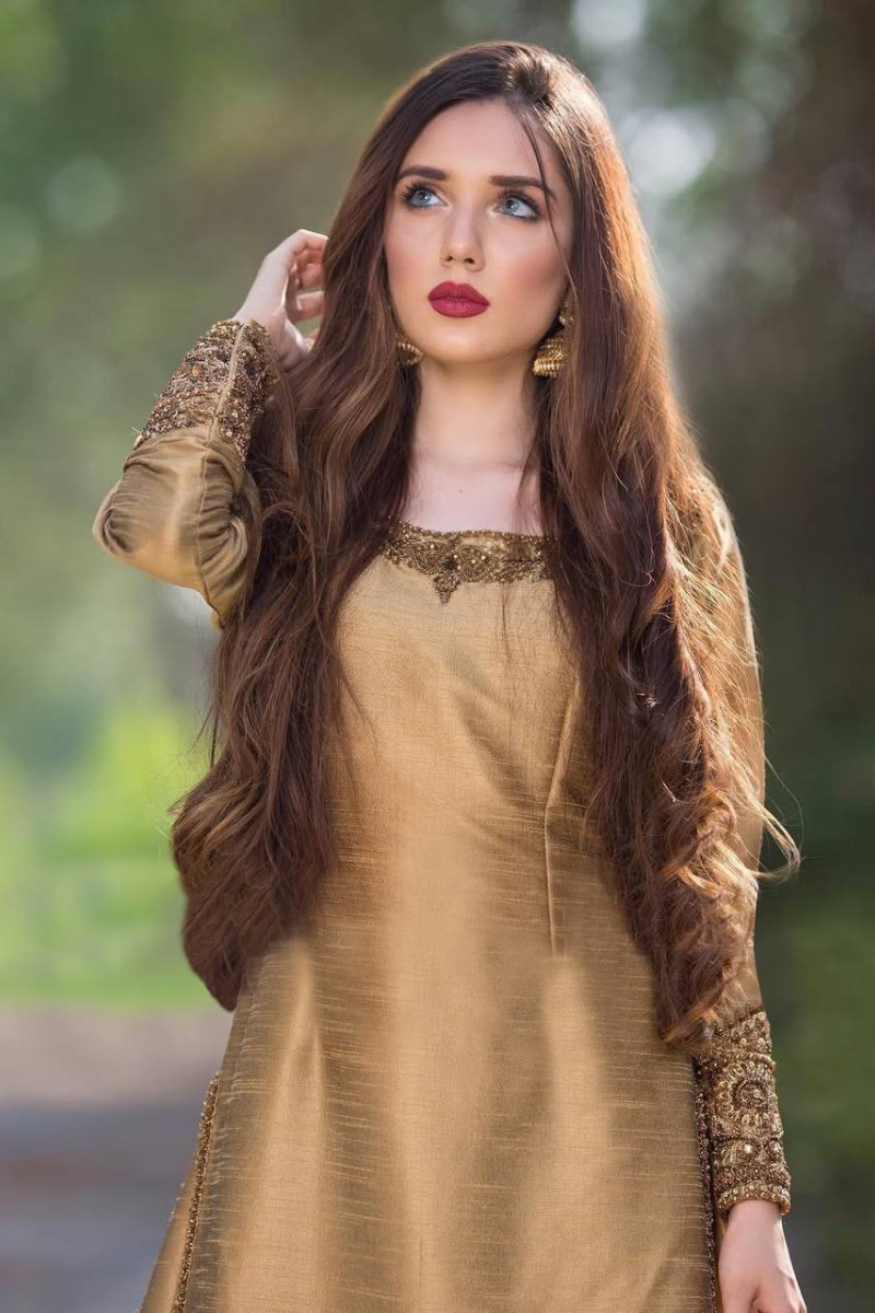 Golden Pure Chinon Silk Sharara Kurta Dupatta Suit Set