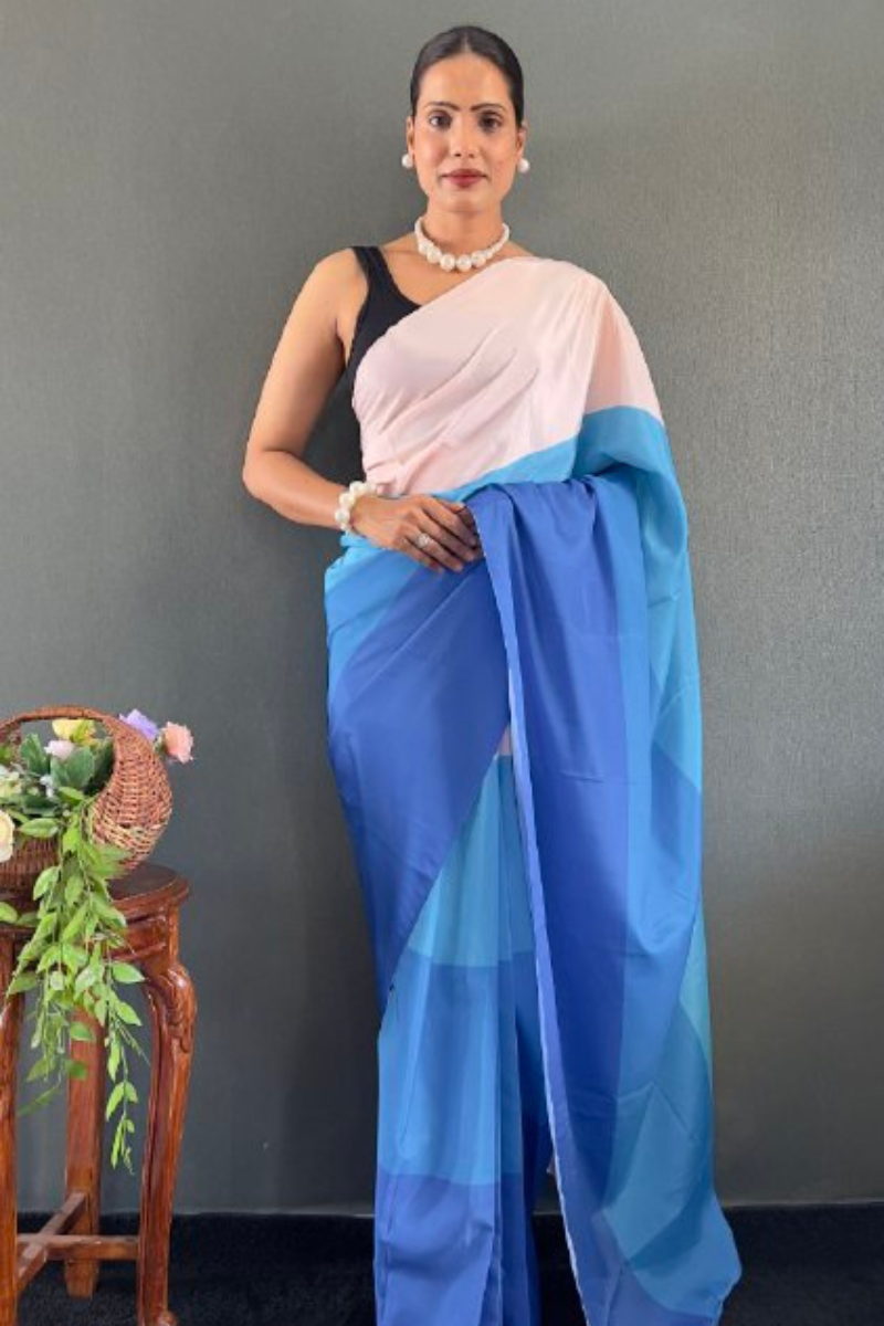 Digitally printed multicolored natural silk saree
