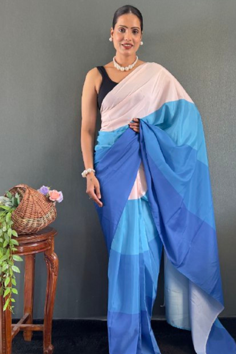 Digitally printed multicolored natural silk saree