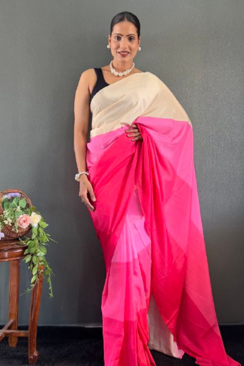 Digitally printed multicolored natural silk saree