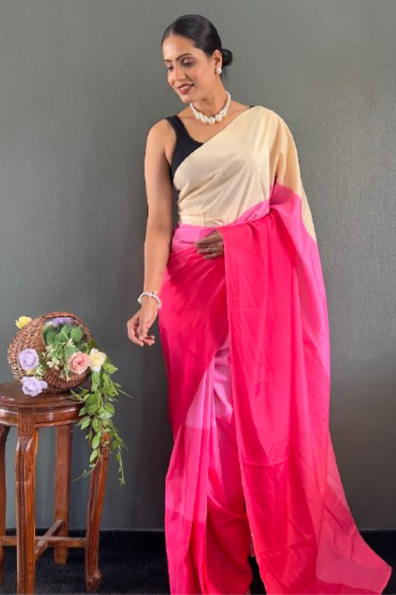 Digitally printed multicolored natural silk saree