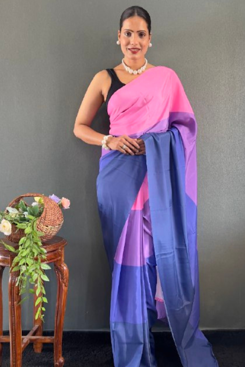 Digitally printed multicolored natural silk saree