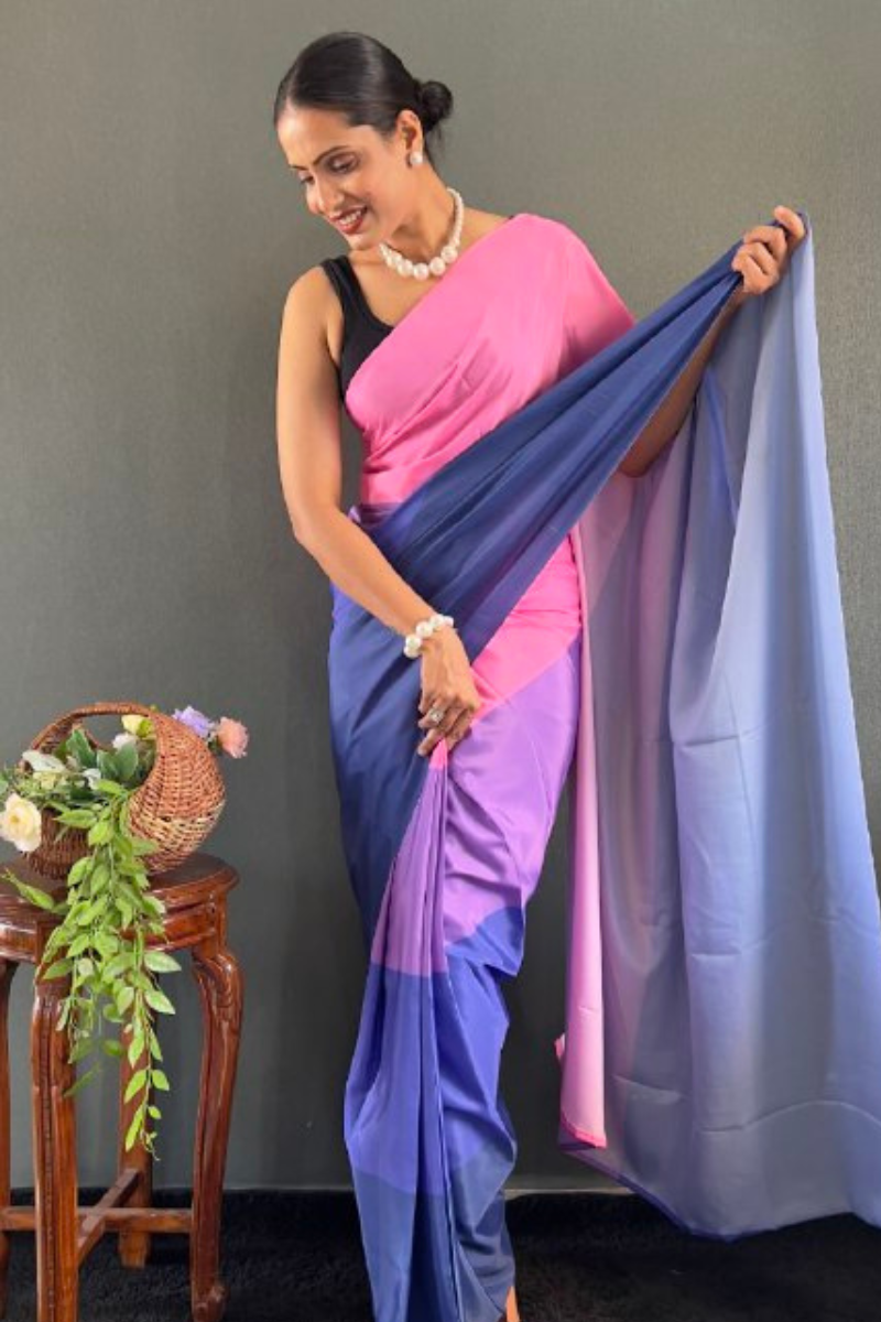 Digitally printed multicolored natural silk saree