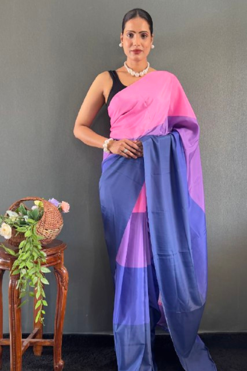 Digitally printed multicolored natural silk saree