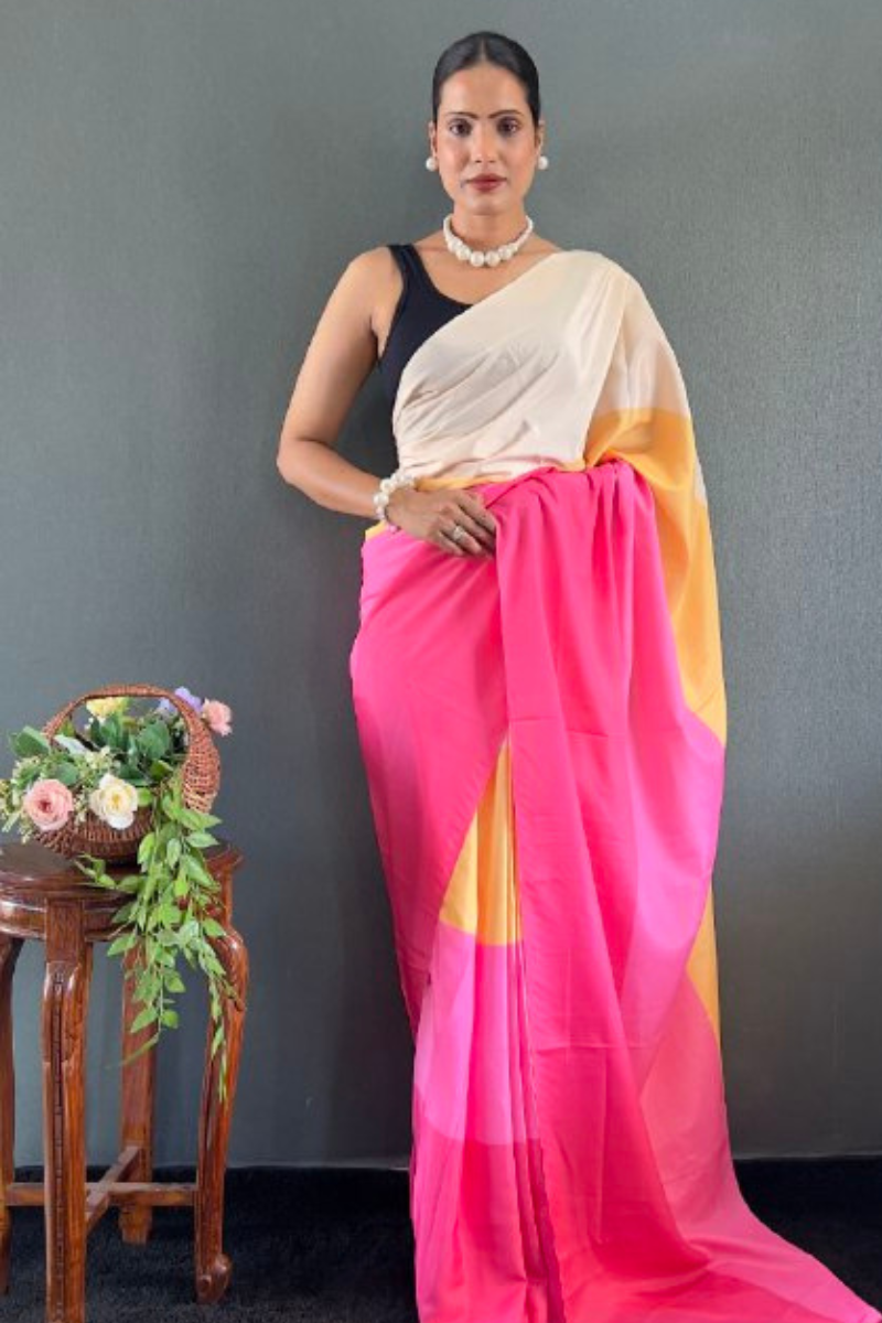 Digitally printed multicolored natural silk saree