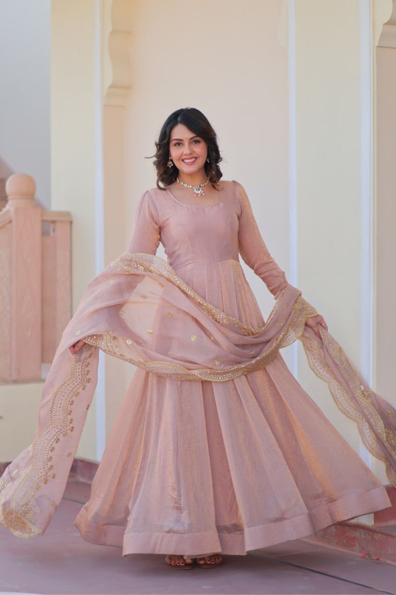 Sequins and a Peach Fendy Chiffon gown