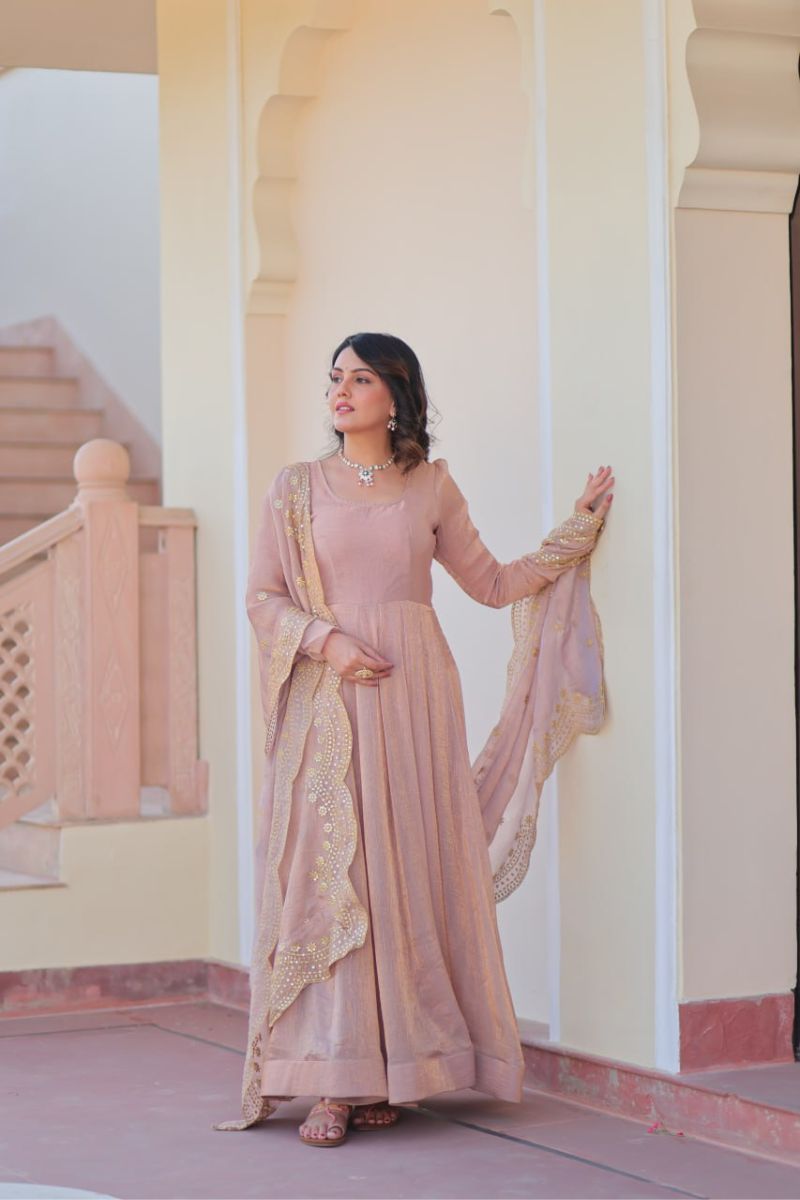 Sequins and a Peach Fendy Chiffon gown
