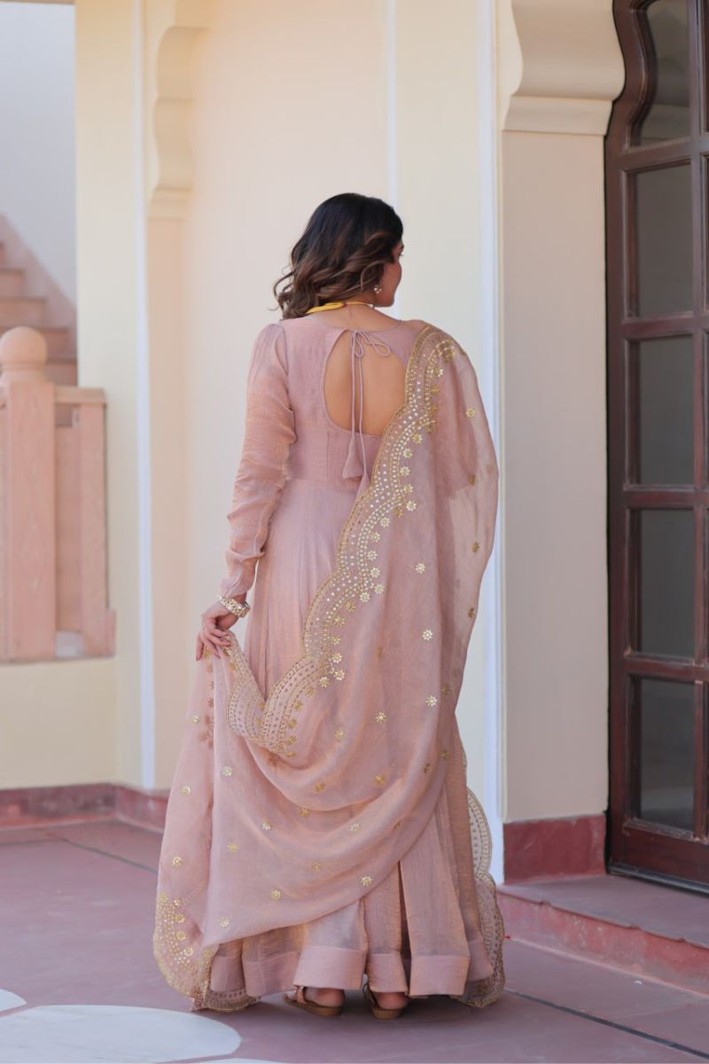Sequins and a Peach Fendy Chiffon gown
