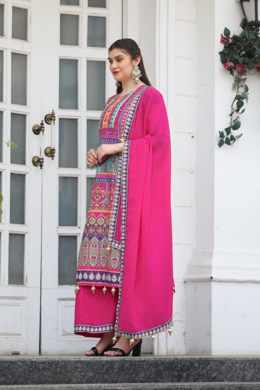 Most Beautiful Pink Kurta Set With Dupatta 