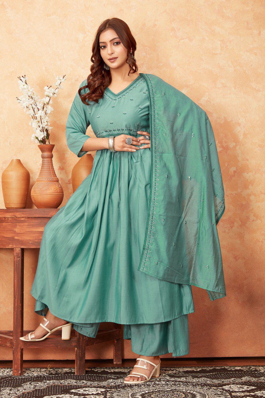 Most Beautiful Rama Kurta Set With Dupatta