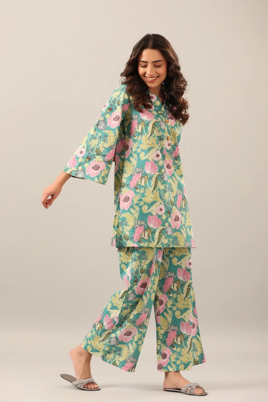 Most Beautiful Multi Color Printed Top And Plazzo Co Ord Set