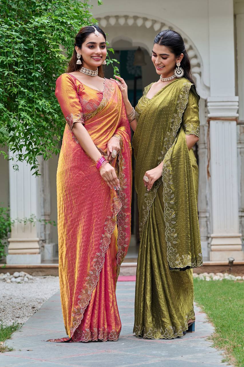 Buy Designer Indian Wedding & Party Wear Fendy Silk Sarees